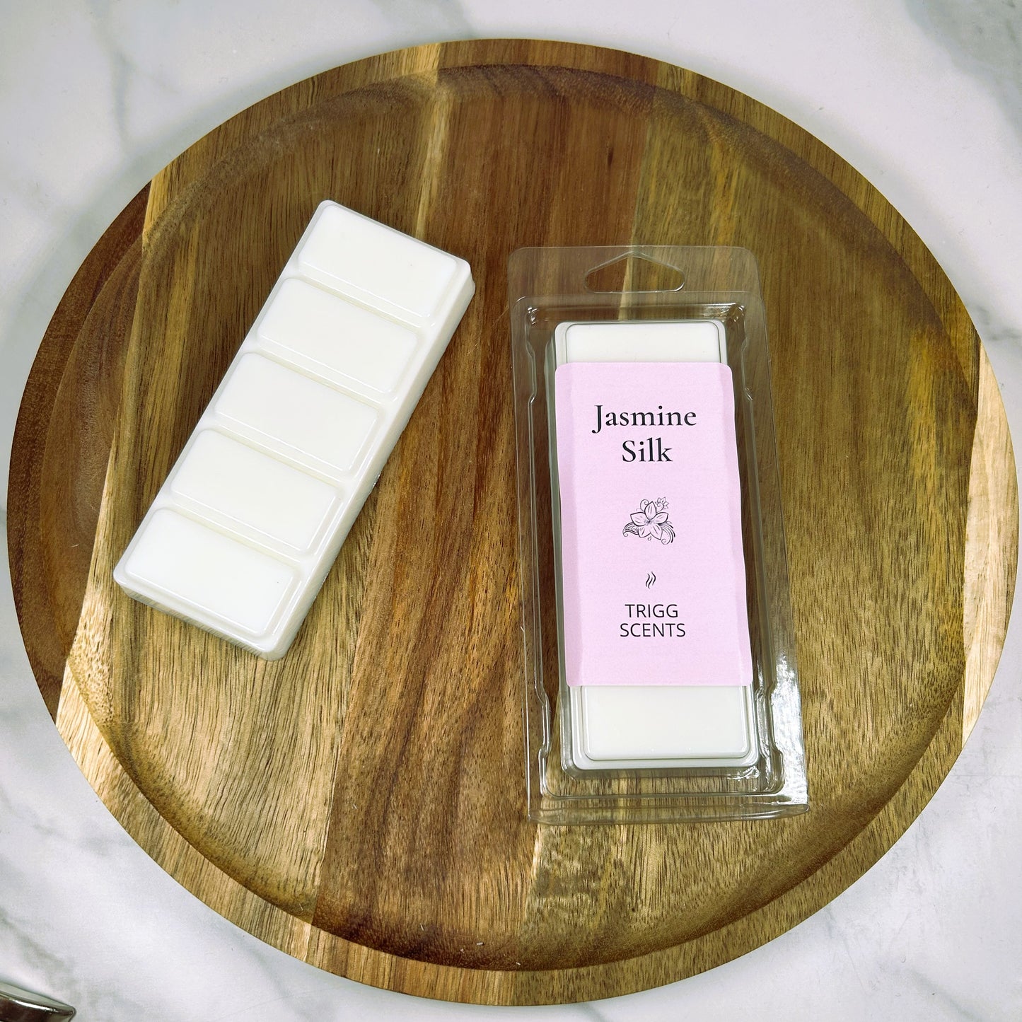 Jasmine Silk luxury wax melt bar handmade in the UK by Trigg Scents