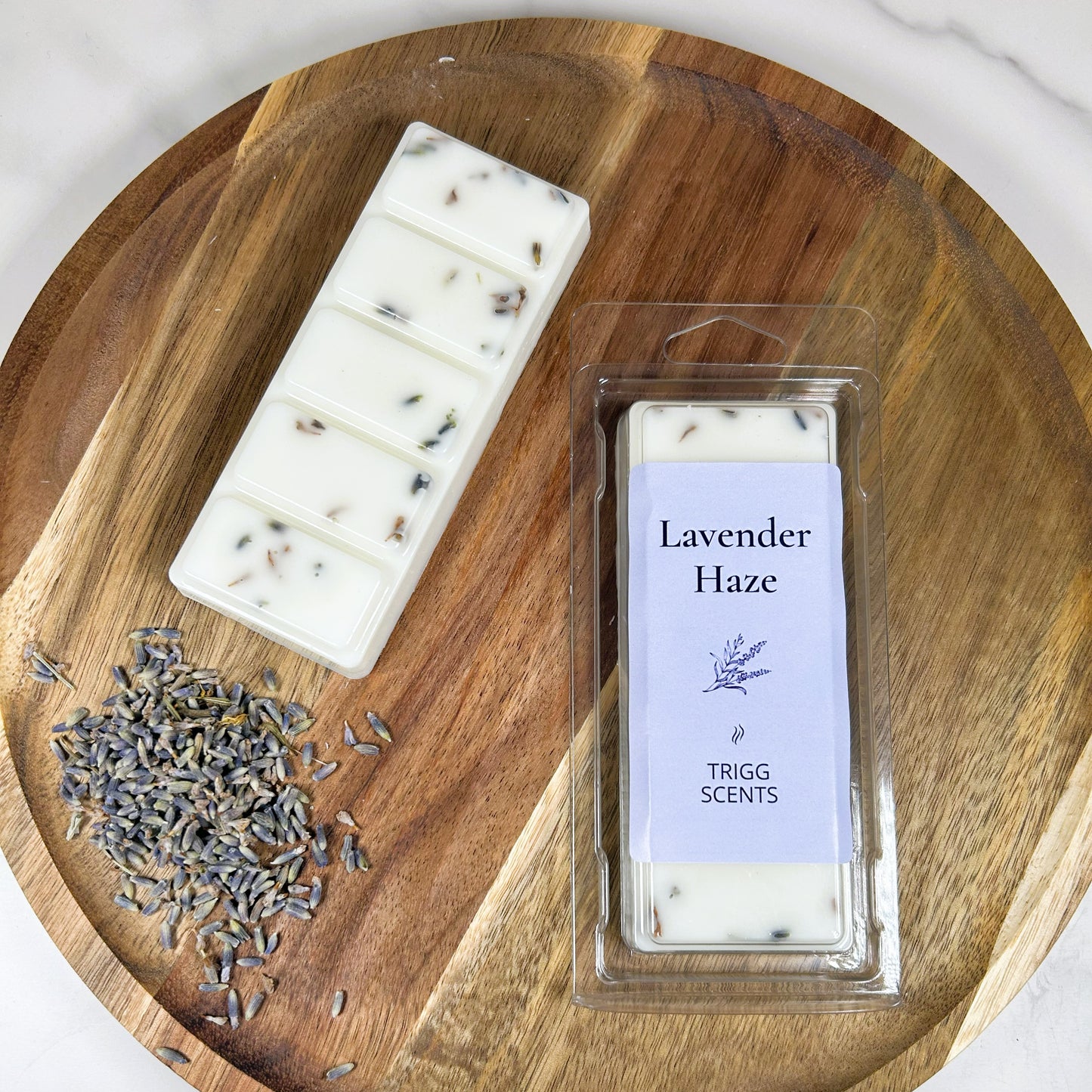 Lavender Haze luxury wax melt bar handmade in the UK by Trigg Scents