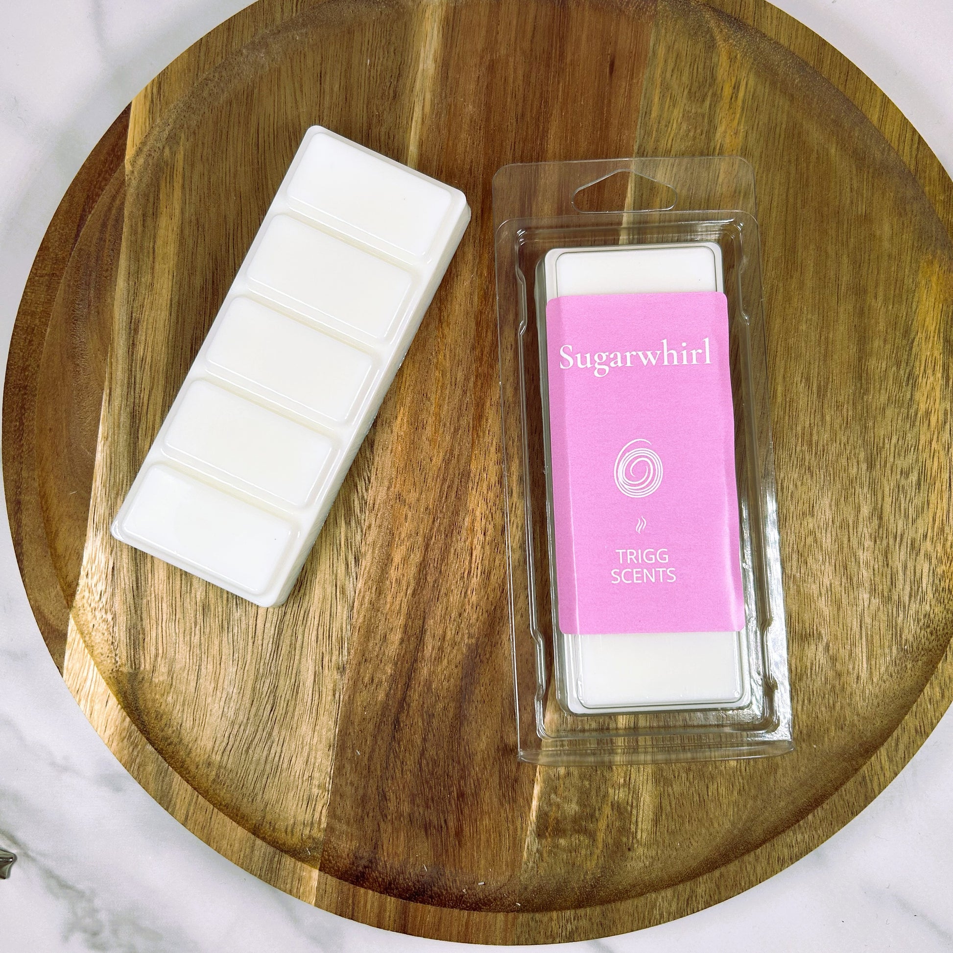 Sugarwhirl luxury wax melt bar handmade in the UK by Trigg Scents